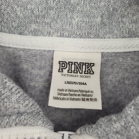 PINK Victoria's Secret Half Zip Sweater Knit Cropped Pullover Sweatshirt  Gray - Picture 10 of 12